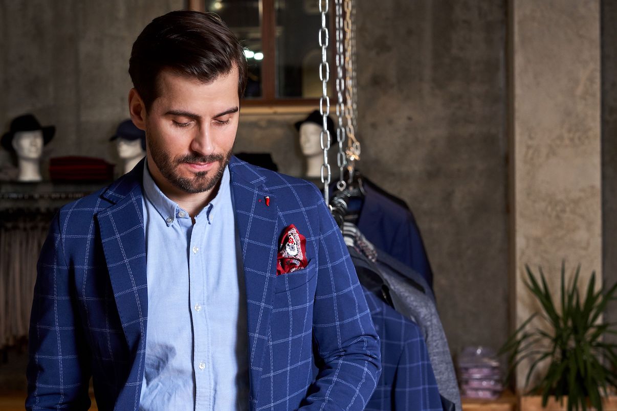 Пиджак трикотажный в крупную клетку кобальтово-синий MULISH BALENA ...